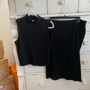 No Boundaries Black Ribbed Tank Top & Matching Skirt - Matching Set